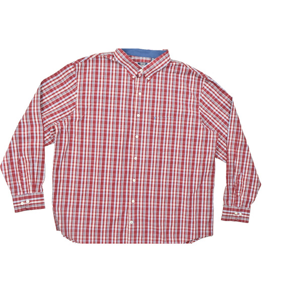 Izod Men's Plaid Button Down Shirt Long Sleeve Size 2XLT Red Big & Tall Cotton - Picture 1 of 8